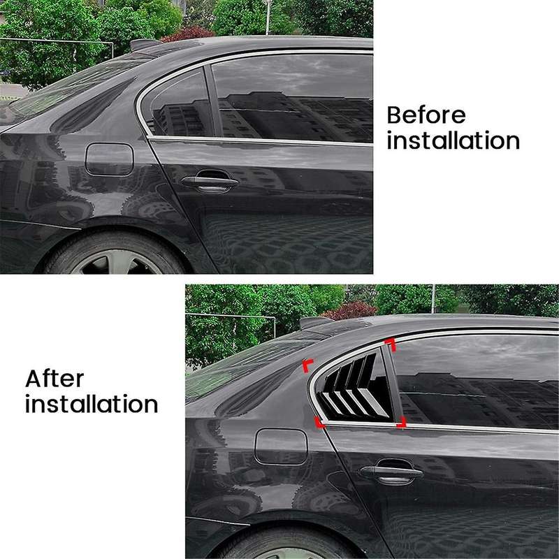 Car Rear Window Shutter Cover Trim Window Louver Side Vent Trim for 5 Series E60 2004-2010 Gloss Bl