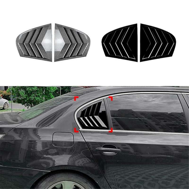 Car Rear Window Shutter Cover Trim Window Louver Side Vent Trim for 5 Series E60 2004-2010 Gloss Bla