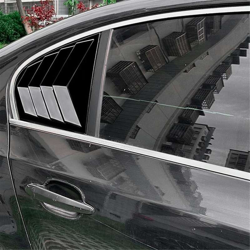 Car Rear Window Shutter Cover Trim Window Louver Side Vent Trim for 5 Series E60 2004-2010 Gloss Bla