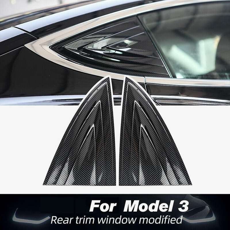 Car Rear Window Triple-Cornered Louver Shutter Cover Window Louvers Spoiler Panel for Model 3 2017-2