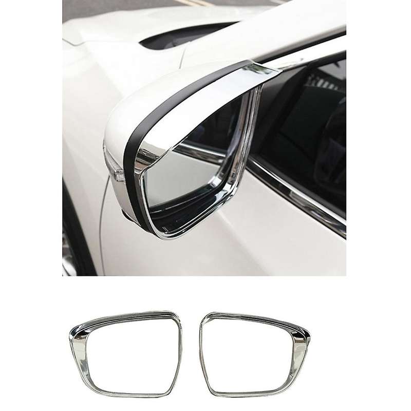 Car Rearview Mirror Cover Rain Eyebrow Frame Trim for Xtrail T32 Rogue 2014-2020, ABS Chrome