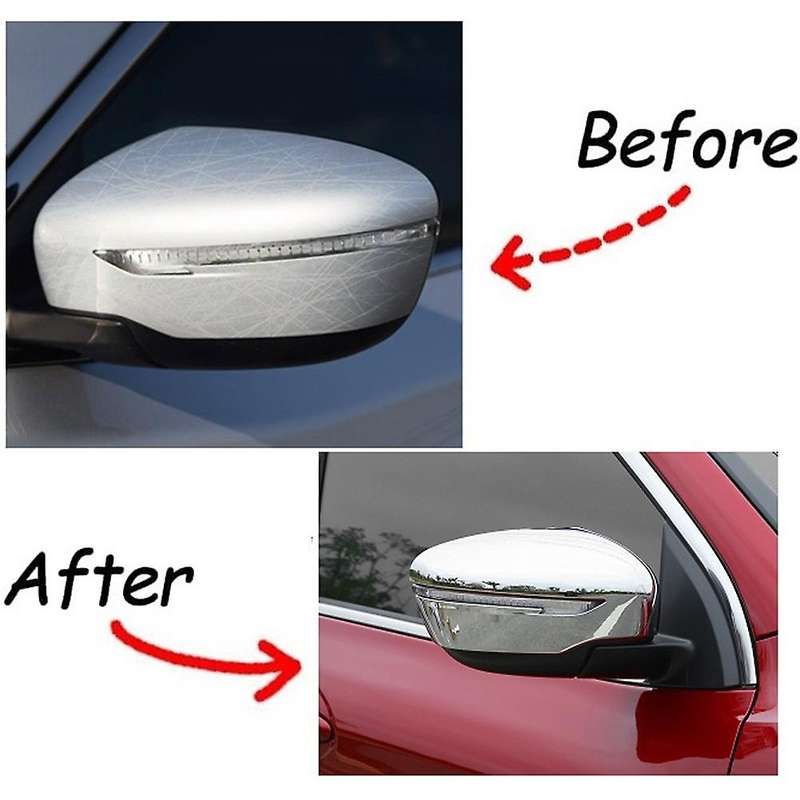 Car Rearview Mirror Cover Side Door Mirror Trim for Xtrail T32 Rogue Juke 2014-2020, ABS Chrome