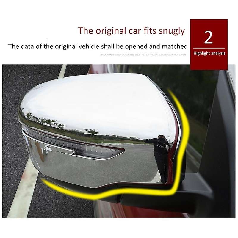 Car Rearview Mirror Cover Side Door Mirror Trim for Xtrail T32 Rogue Juke 2014-2020, ABS Chrome