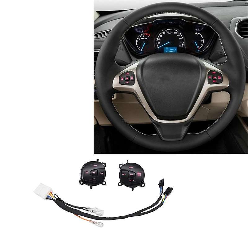 Car Red LED Steering Wheel Cruise Control Switch Button with Wiring for Fiesta MK7 MK8 Escort Ecosp