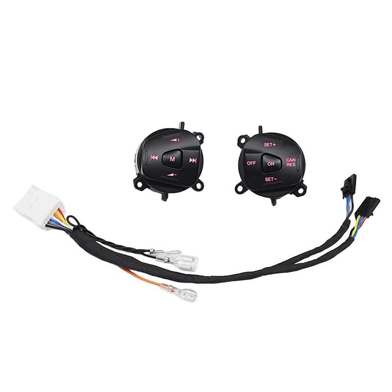 Car Red LED Steering Wheel Cruise Control Switch Button with Wiring for Fiesta MK7 MK8 Escort Ecospo