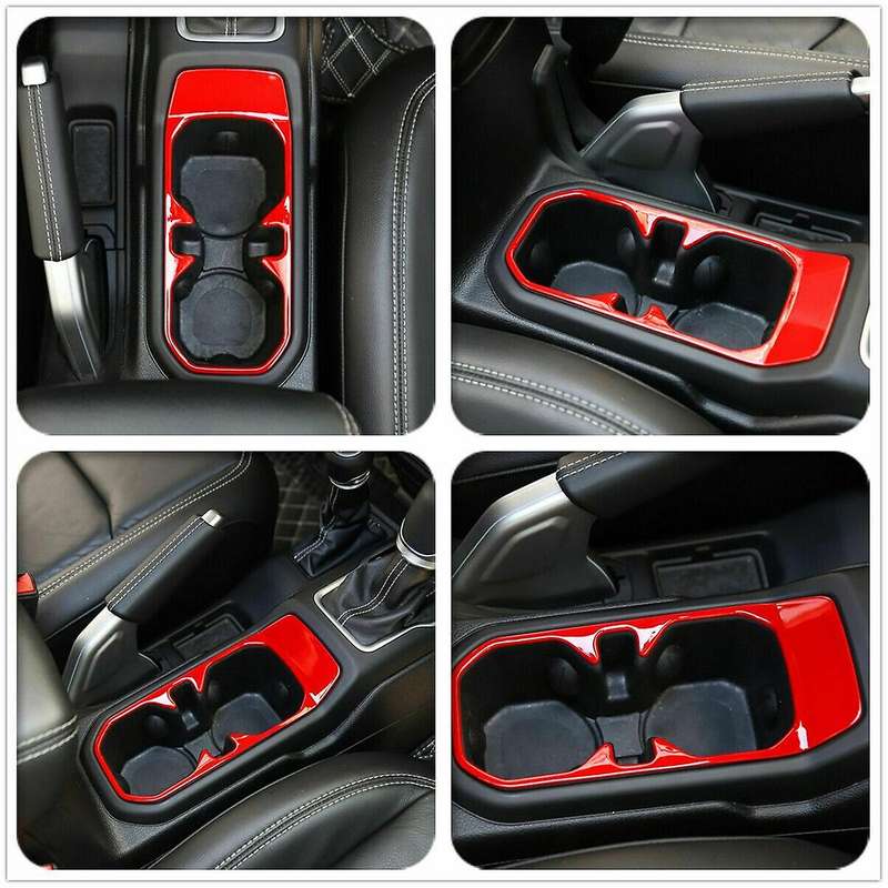 Car Red Gear Shift Panel Water Cup Holder Cover Trim for JL 2018-2020