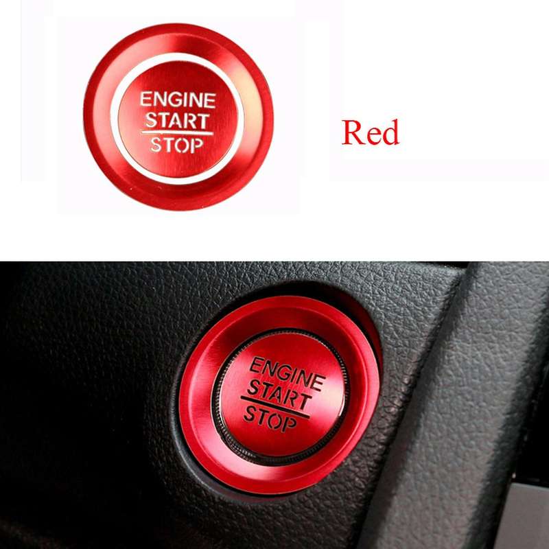 Car Red Engine Button Cover Stickers Start Stop Switch Decoration for 2016-2021 Accessories