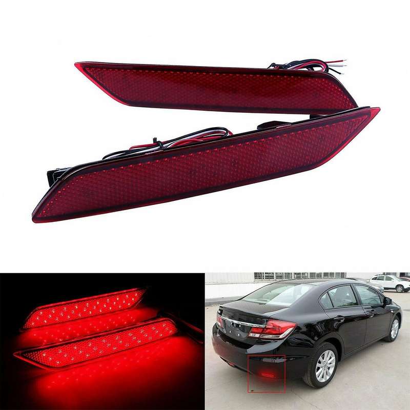 Car Red Lens 60-SMD LED Bumper Reflector Brake Tail Turn Signal Lights for Sedan 2013-2015