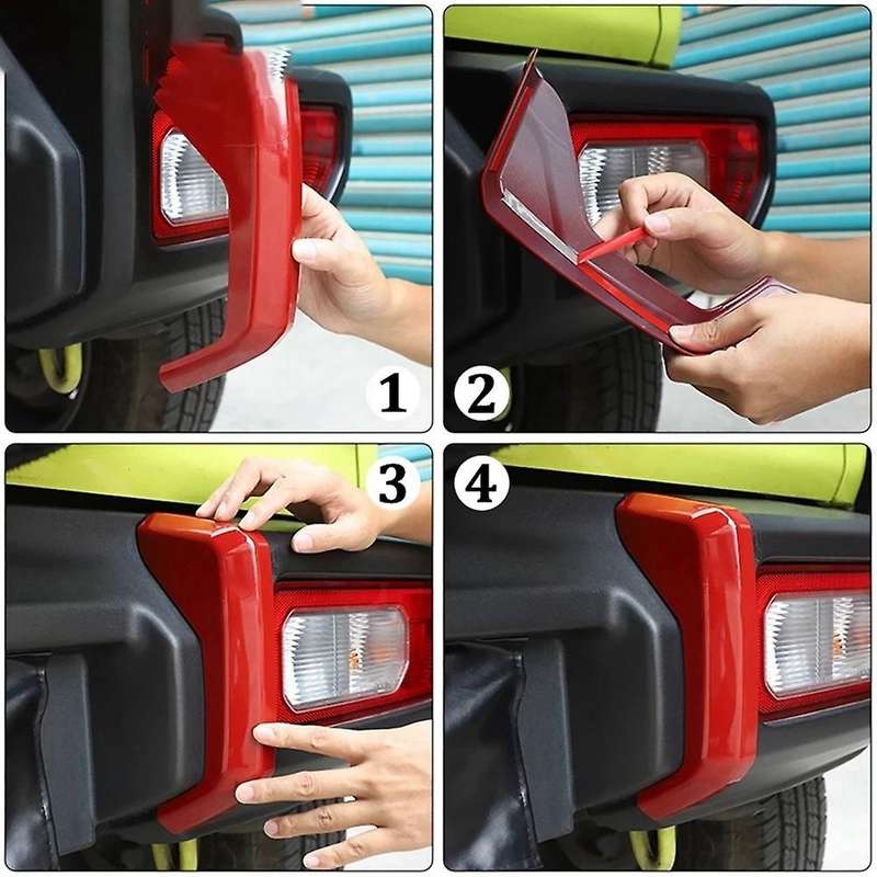 Car Red Rear Bumper Guard Decoration Cover Trim Stickers for Jimny 2019 2020 2021 Exterior Accessori
