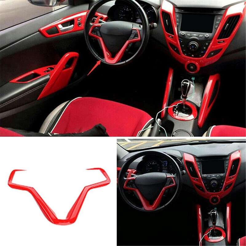 Car Red Steering Wheel Button Panel Cover Trim for 2011-2017 Decoration Accessories