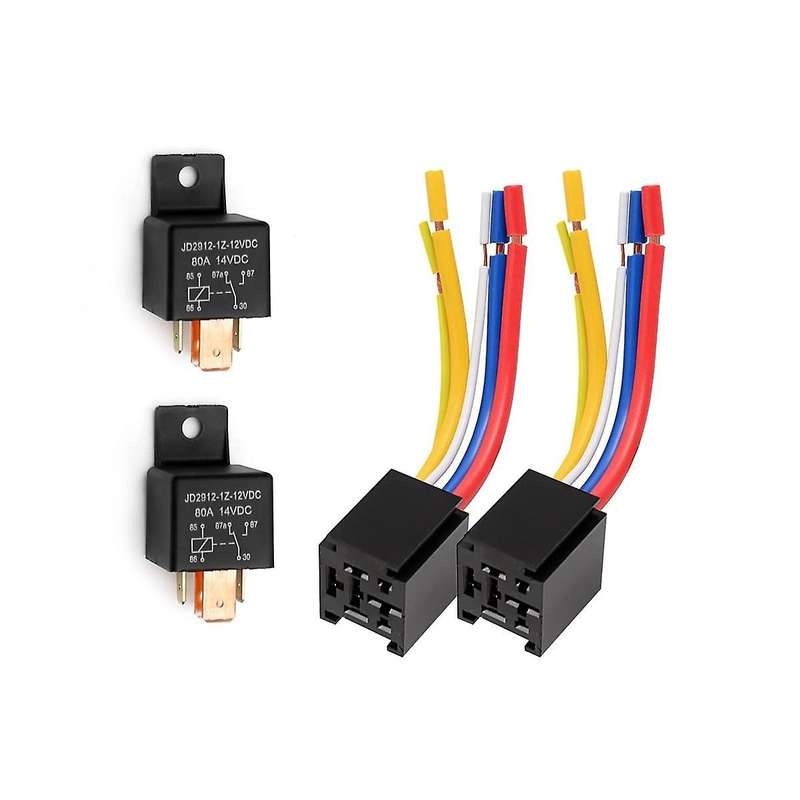 Car Relay with Harness, 5Pin 80A Relay On/Off Normally Open SPDT Relay Socket Plug JD2912-1Z-12VDC 8