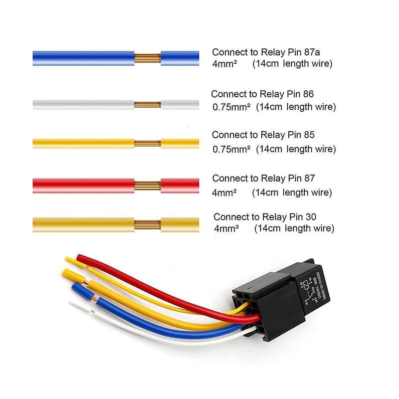 Car Relay with Harness, 5Pin 80A Relay On/Off Normally Open SPDT Relay Socket Plug JD2912-1Z-12VDC 8