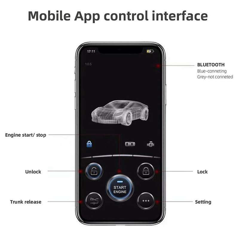 Car Remote Start Stop Kit Bluetooth Mobile Phone APP Control Engine Ignition Open Trunk PKE Keyless