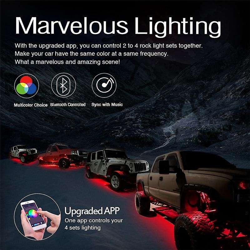 Car RGBW LED Rock Lights, with Smart APP Control, 64 Multicolor Underglow Neon Light Pods for Truck,