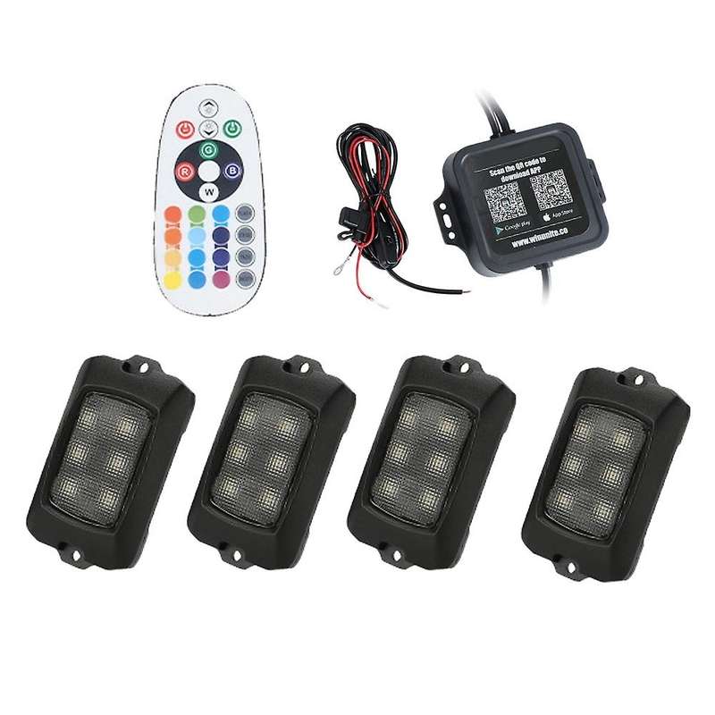 Car RGBW LED Rock Lights, with Smart APP Control, 64 Multicolor Underglow Neon Light Pods for Truck,