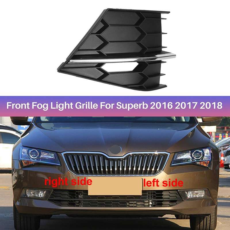 Car Right Fog Light Grille Cover Fog Light Cover Trim for Superb 2016 2017 2018 Front Bumper Grille