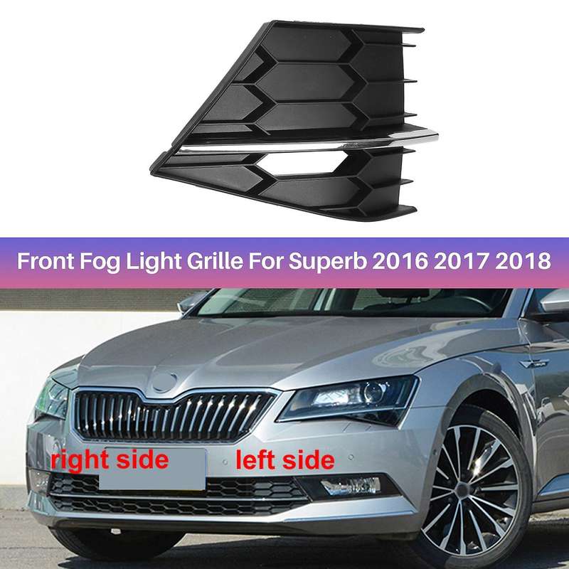 Car Right Fog Light Grille Cover Fog Light Cover Trim for Superb 2016 2017 2018 Front Bumper Grille