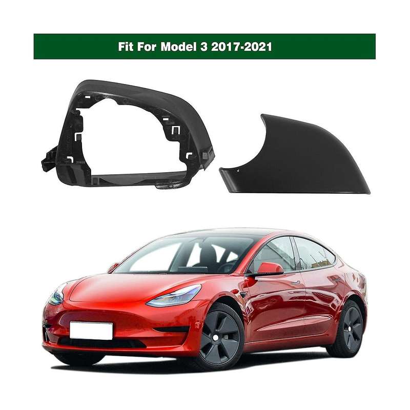 Car Right Side Door Mirror Lower Cover with Frame Black for Model 3 2017-2021