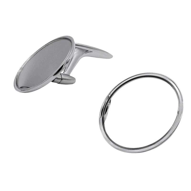 Car Round Bowtie Outside Rearview Mirrors Accessory Ribbed Base for 1962-1965 1964-1965 1963-1964