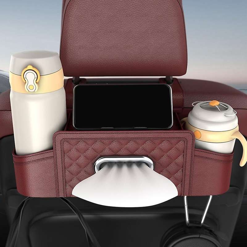 Car Seat Back Storage Box Multifunctional Auto Tissue Universal Backseat Water Cup Holder Hanging O