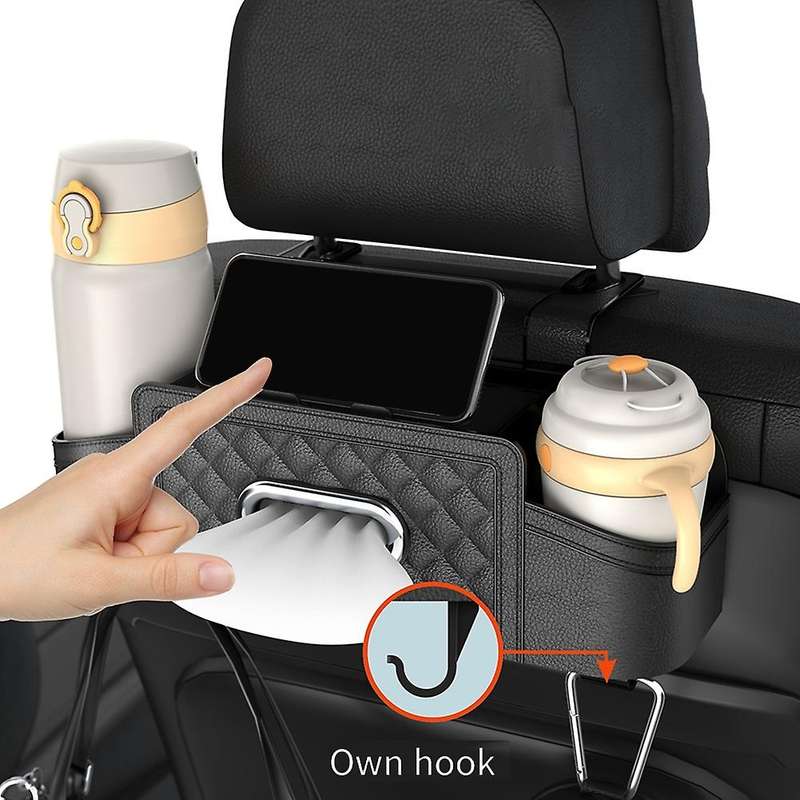 Car Seat Back Storage Box Multifunctional Auto Tissue Universal Backseat Water Cup Holder Hanging Or