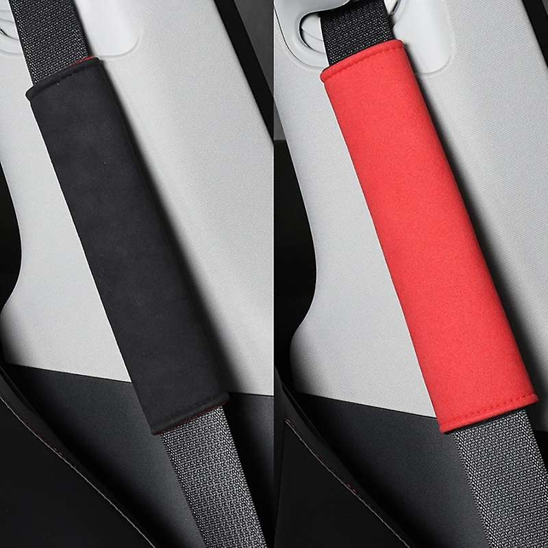 Car Seat Belt Cover for Model X Y Shoulder Sefety Leather Cover Child Protection Pads Belts Case Bla