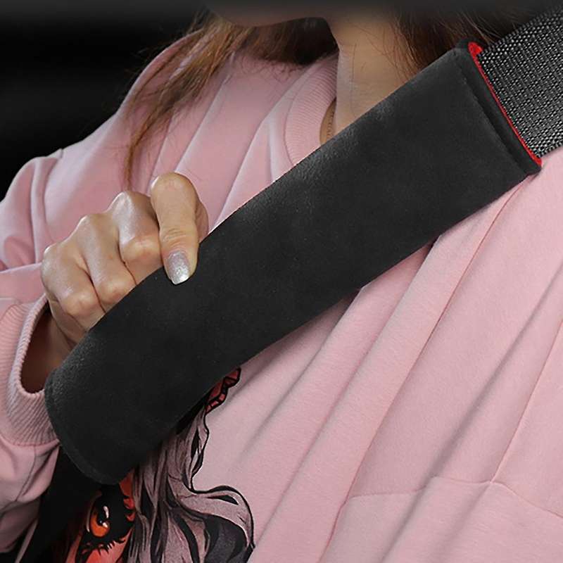 Car Seat Belt Cover for Model X Y Shoulder Sefety Leather Cover Child Protection Pads Belts Case Bla