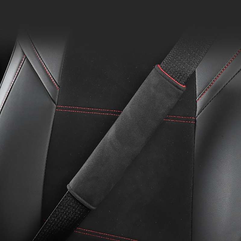 Car Seat Belt Cover for Model X Y Shoulder Sefety Leather Cover Child Protection Pads Belts Case Red
