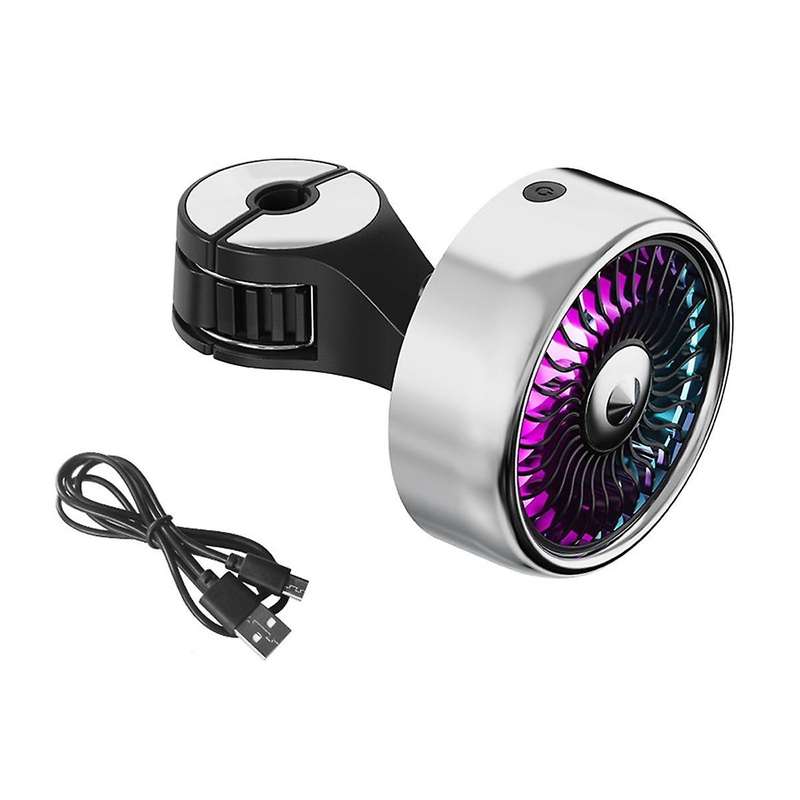 Car Seat Fan, Mini USB Car Fan for Backseat Car Cooling Fan with LED Colorful Lights, Adjustable Cli