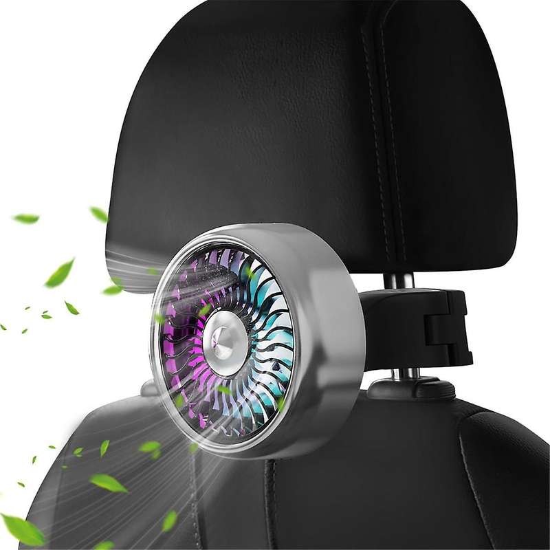 Car Seat Fan, Mini USB Car Fan for Backseat Car Cooling Fan with LED Colorful Lights, Adjustable Cli