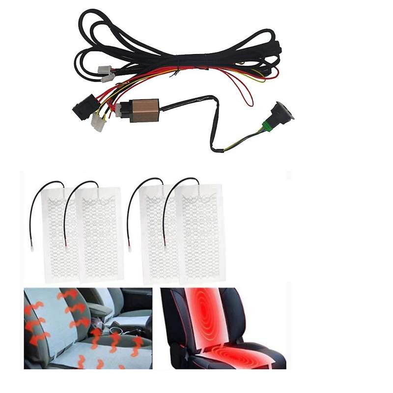 Car Seat Heater Universal 12v Carbon Fiber Car Seat Heat Pads Kit Digital Display Switch with Wiring