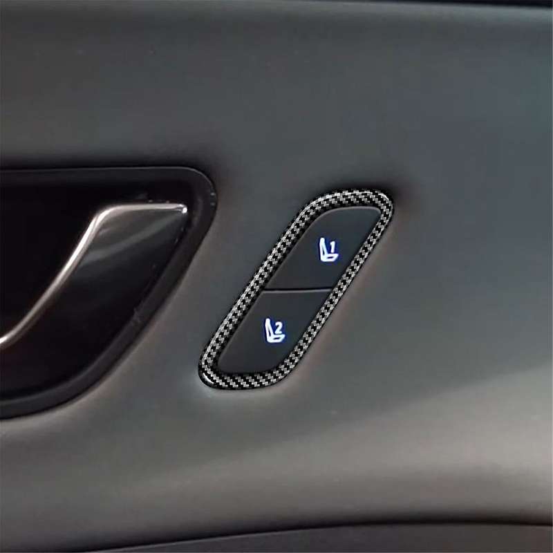 Car Seat Memory Adjustment Button Trim Frame for 2024 Car Interior Accessories Carbon Fiber Pattern