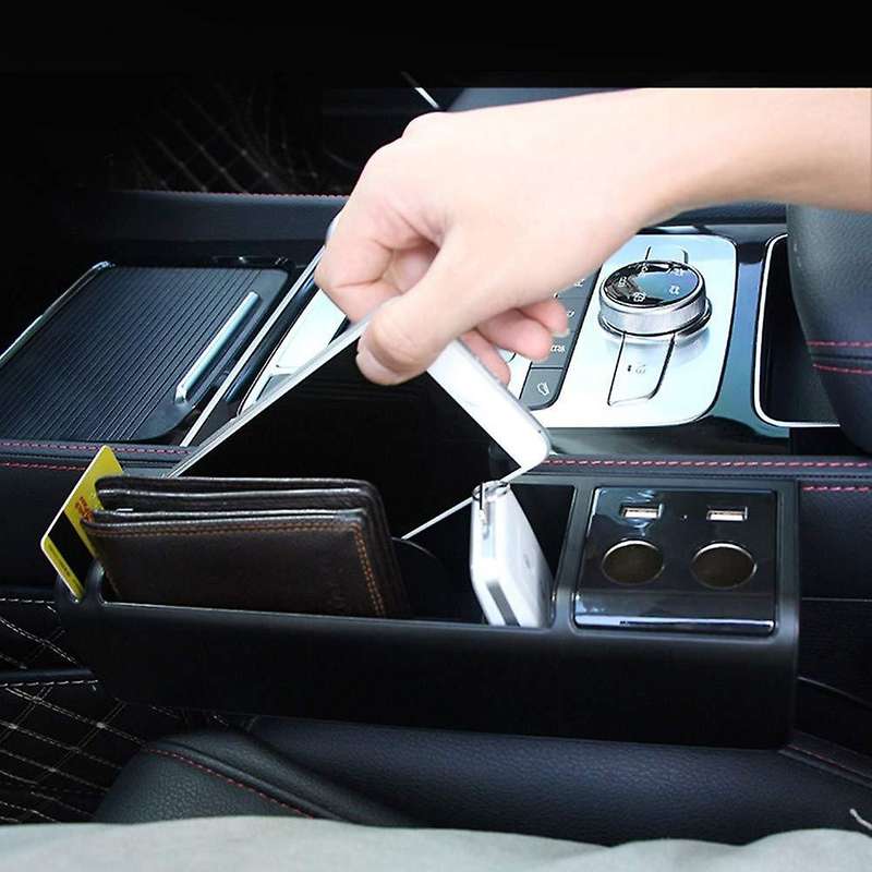 Car Seat Organizer,Universal Car Storage Box Case with USB Charge Phone Holder Multi-Function Leathe