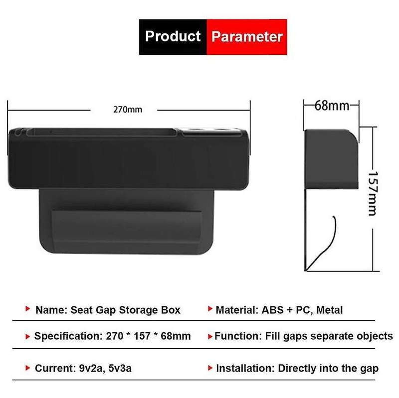 Car Seat Organizer,Universal Car Storage Box Case with USB Charge Phone Holder Multi-Function Leathe