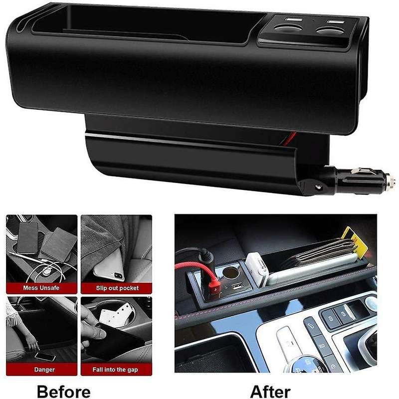 Car Seat Organizer,Universal Car Storage Box Case with USB Charge Phone Holder Multi-Function Leathe
