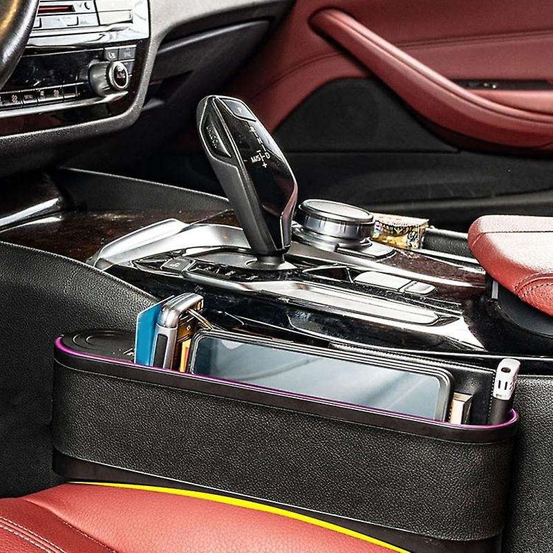 Car Seat Space Catcher Organiser Storage Box Pocket with Purple Blue Belt 4 USB Seat Slit Storage Bo