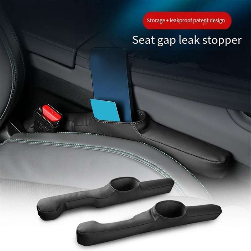 Car Seat Space Filler, 2pcs Upgraded Leather Seat Space Filler Organizer with Extra Storage Box, Fo