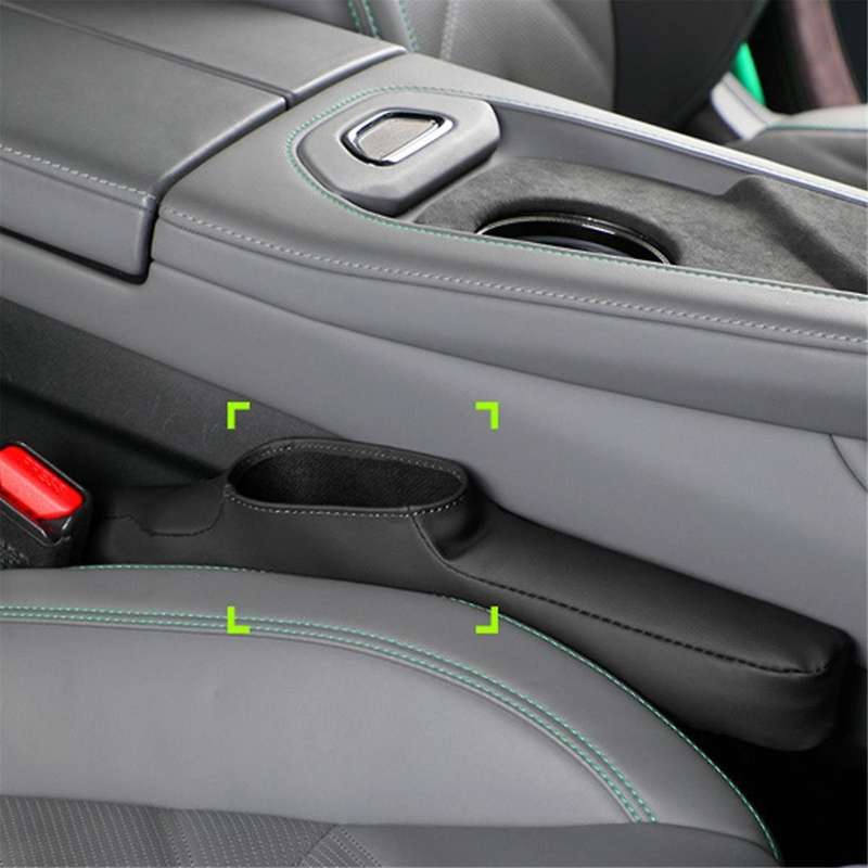 Car Seat Space Filler, 2pcs Upgraded Leather Seat Space Filler Organizer with Extra Storage Box, for