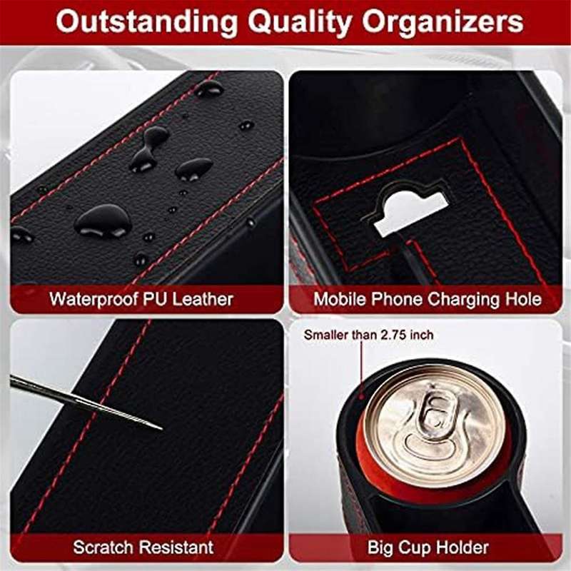 Car Seat Space Filler Organizer, Car Front Seat Storage Box with Cup Holder, Car Console Side Extra