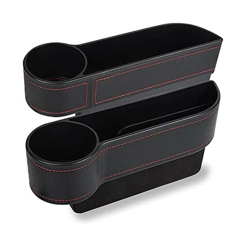 Car Seat Space Filler Organizer, Car Front Seat Storage Box with Cup Holder, Car Console Side Extra