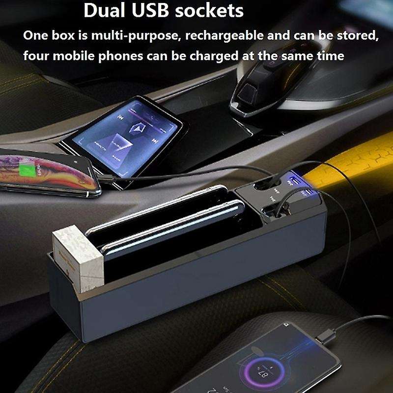 Car Seat Space Organizer Multifunctional Charging Storage Box Car Three USB Stretch Charger Charging