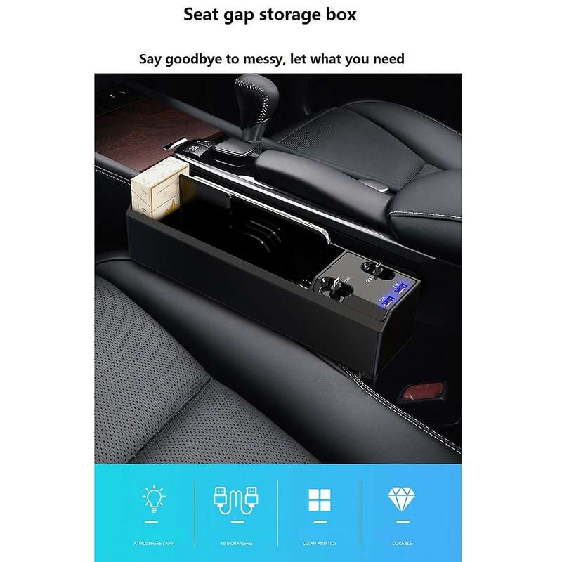 Car Seat Space Organizer Multifunctional Charging Storage Box Car Three USB Stretch Charger Charging