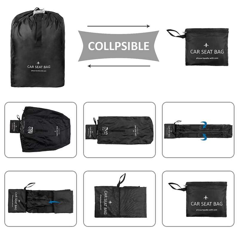 Car Seat Travel Bag Waterproof Travel Bag Easy Carry Adjustable Padded Straps Black