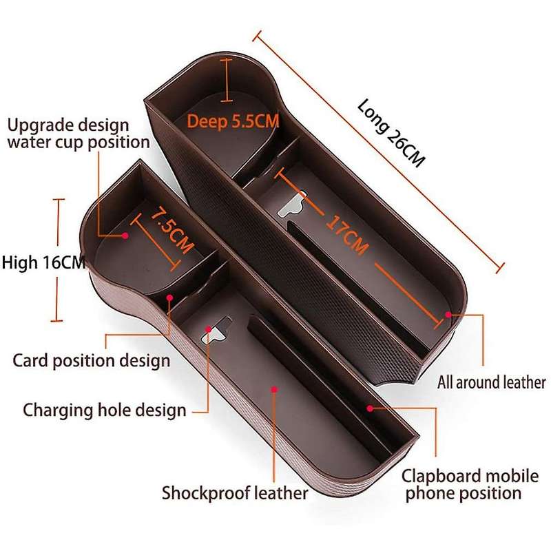 Car Seat Storage Box,Carbon Fiber Shift Center Control Slit Box Multi-Functional Seat Organizer (Co