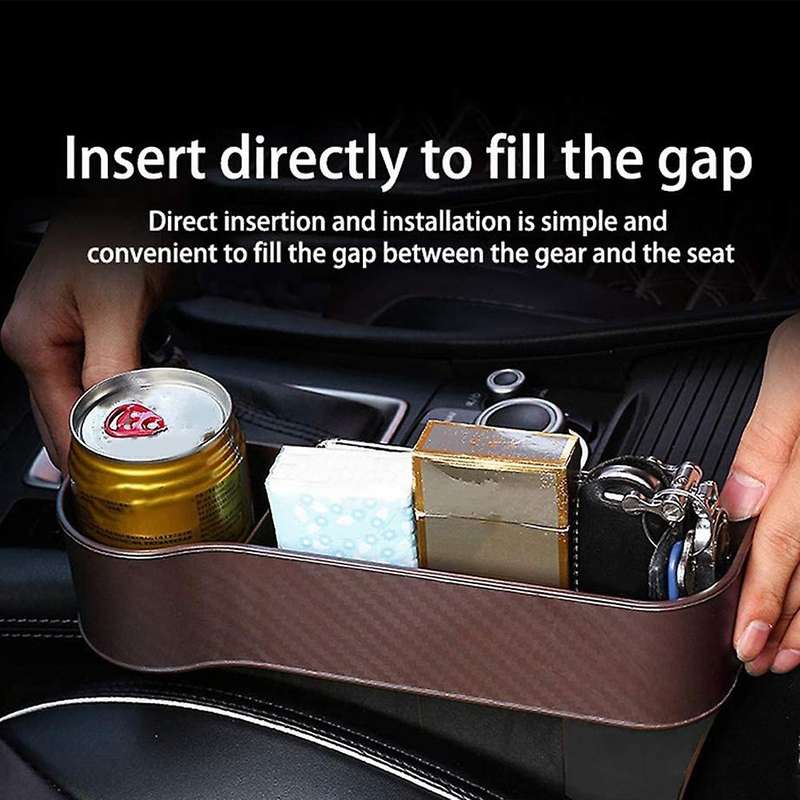 Car Seat Storage Box,Carbon Fiber Shift Center Control Slit Box Multi-Functional Seat Organizer (Co