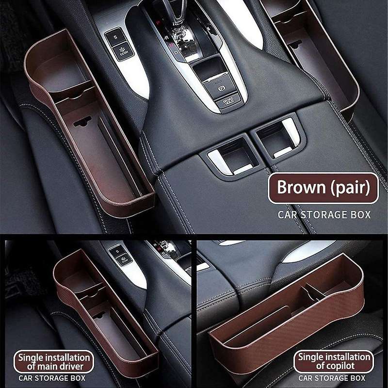 Car Seat Storage Box,Carbon Fiber Shift Center Control Slit Box Multi-Functional Seat Organizer (Co