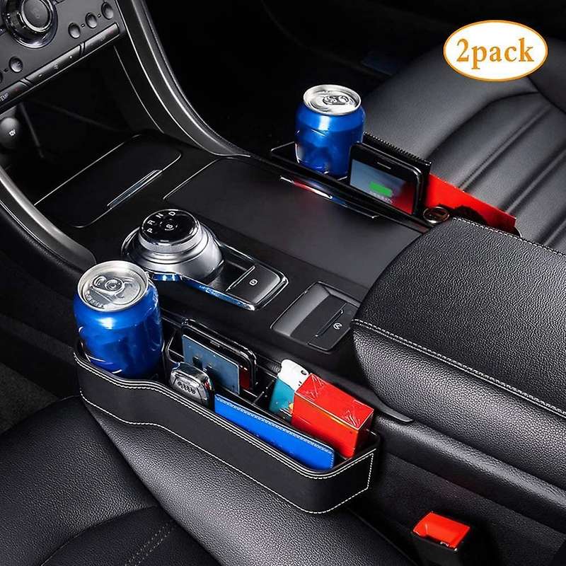 Car Seat Storage Pockets Box,Leather Console Side Organizer,Auto Seat Space Filler,Front Seat Organi