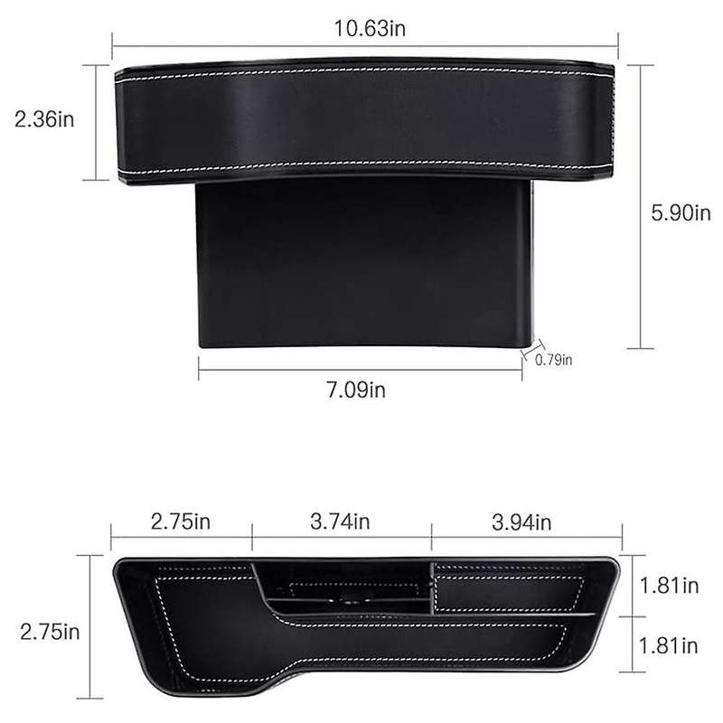 Car Seat Storage Pockets Box,Leather Console Side Organizer,Auto Seat Space Filler,Front Seat Organi