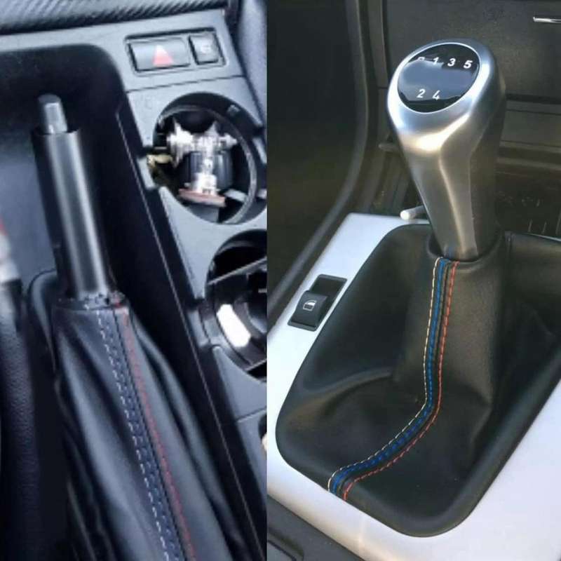 Car Shift Collars Manual Handbrake Gaiter Boot Cover for - 3 Series E36 E46 E30 E34 Z3 Black Leathe