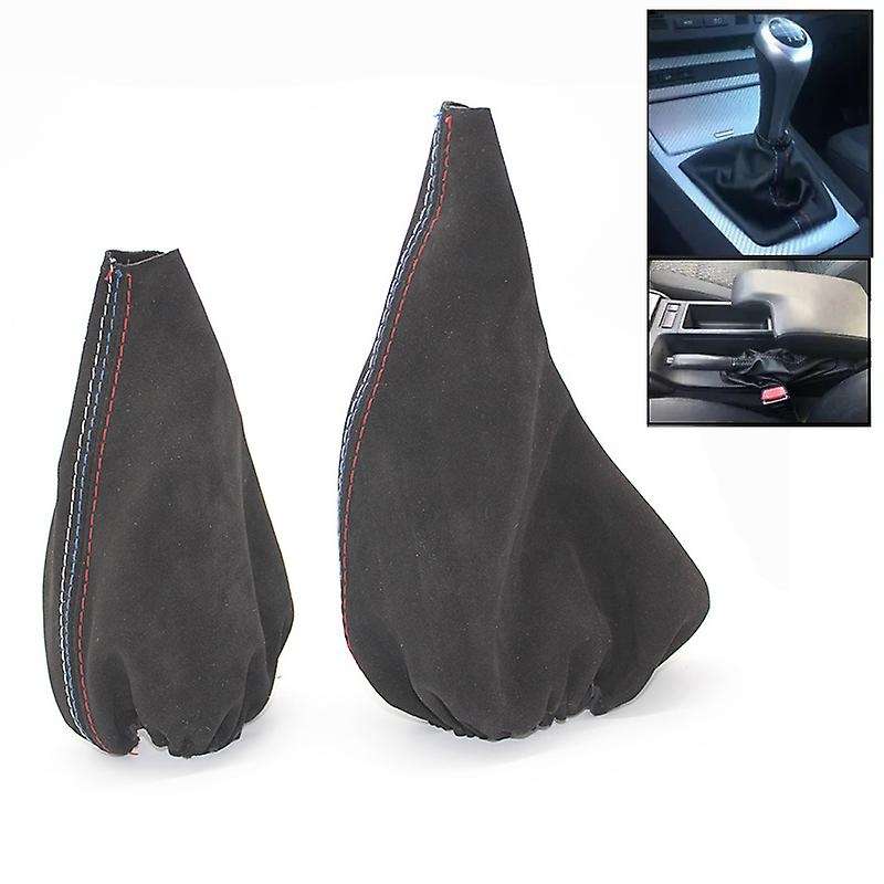 Car Shift Collars Manual Handbrake Gaiter Boot Cover for - 3 Series E36 E46 E30 E34 Z3 Black Leathe